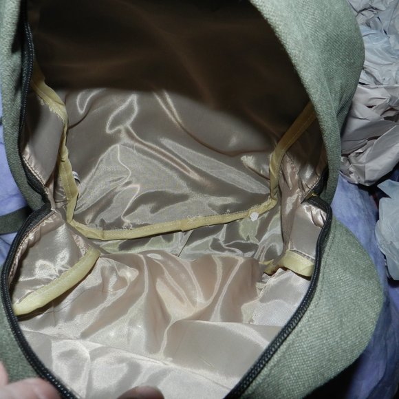 Aeropostale 18" Logo Canvas Backpack Olive Green Orange Leather NEW/NWT - Picture 13 of 15